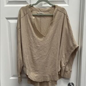 We The Free Beige Waffle Knit Top